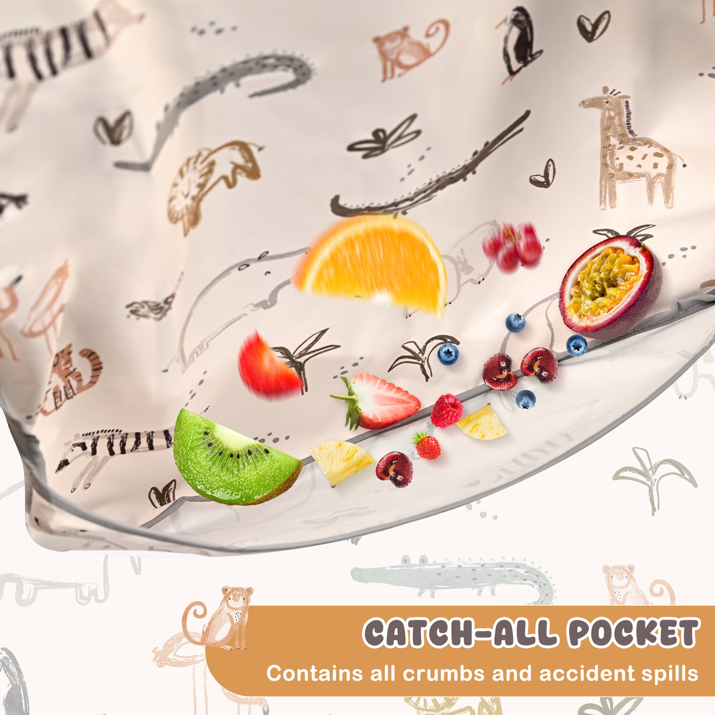 Little Dimsum Mess-Proof Baby Bibs|Infant Toddler Long Sleeve Waterproof Feeding Smock(zoo)