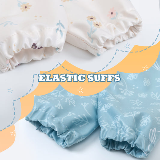 Little Dimsum Long Sleeve Feeding Bibs,Waterproof Baby Bibs with Sleeves, Infant Toddler 6-36 Months for Smock Bib for Eating(LEAF&FLOWER)