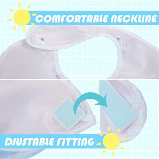 Little Dimsum Baby Bib Feeding Bibs Waterproof Drool Bib Coverall 3 PCS Set Adjustable Closure for Babies Toddlers with Large Pocket (Girls)