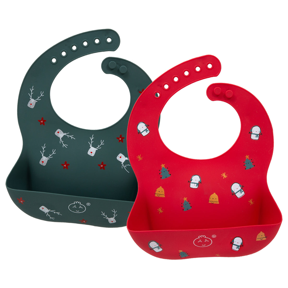 Christmas silicone baby bib,Set of 2