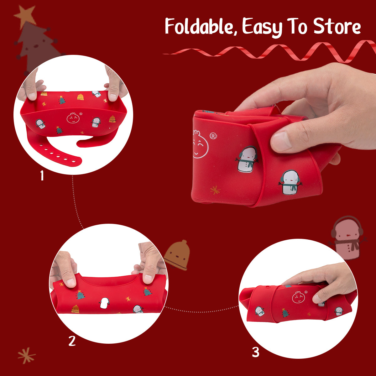 Christmas silicone baby bib,Set of 2