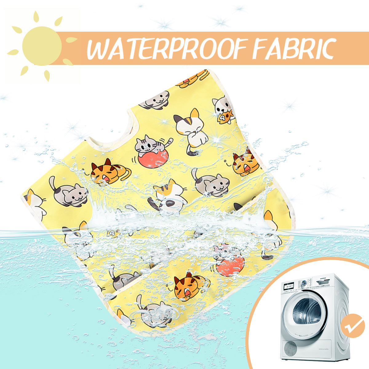 Baby Toddler Bib Waterproof Short Sleeved Bib Feeding Bibs (Set of 2)