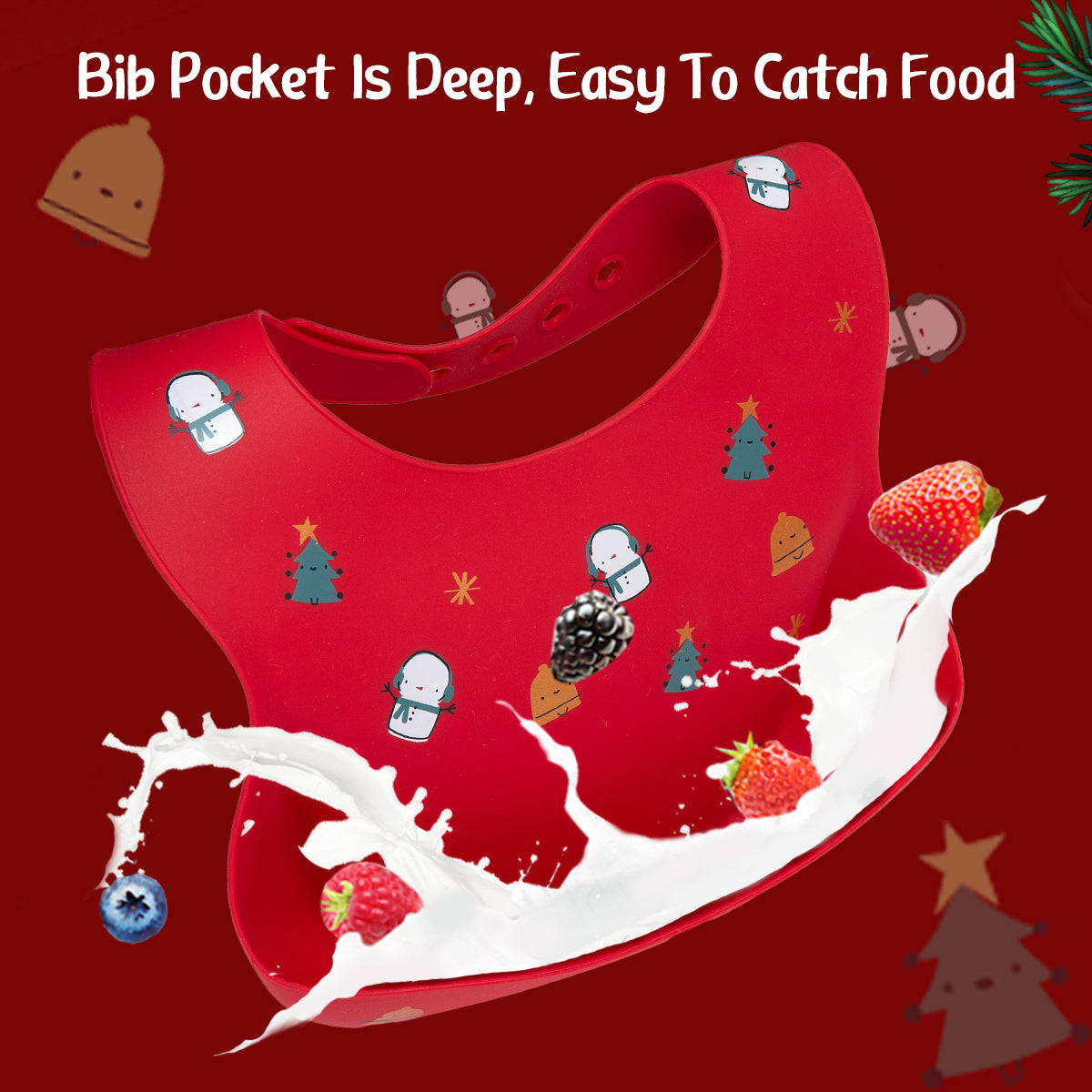Christmas silicone baby bib,Set of 2