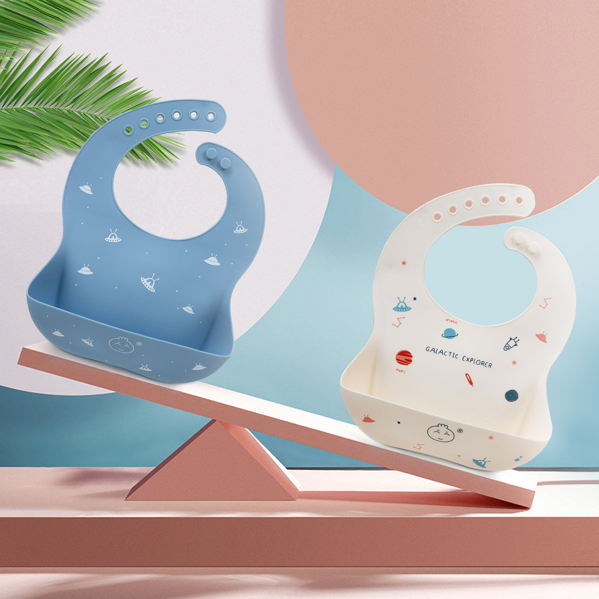 Silicone Baby Bibs - New Design with Translucent Silicone (Set of 2 )