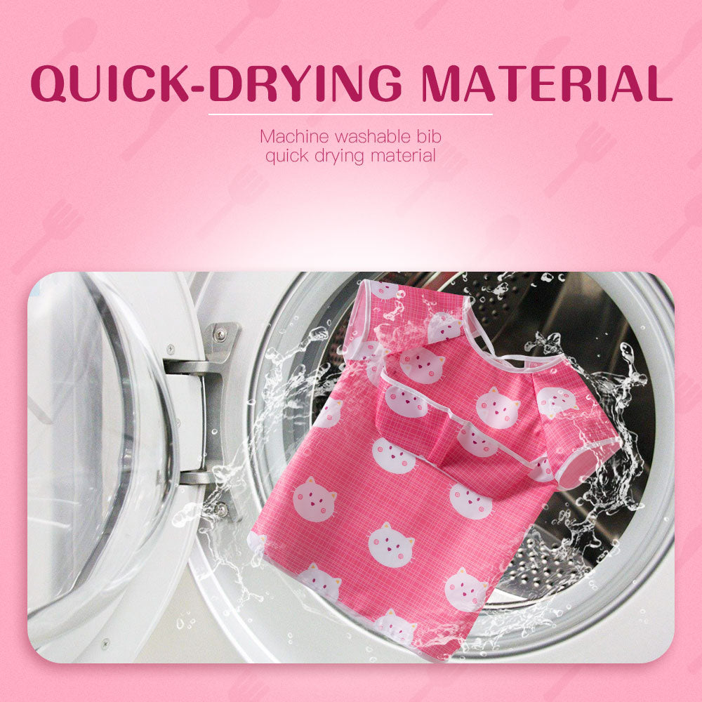 Baby Toddler Bib Waterproof Short Sleeved Bib Feeding Bibs(Set of 2)