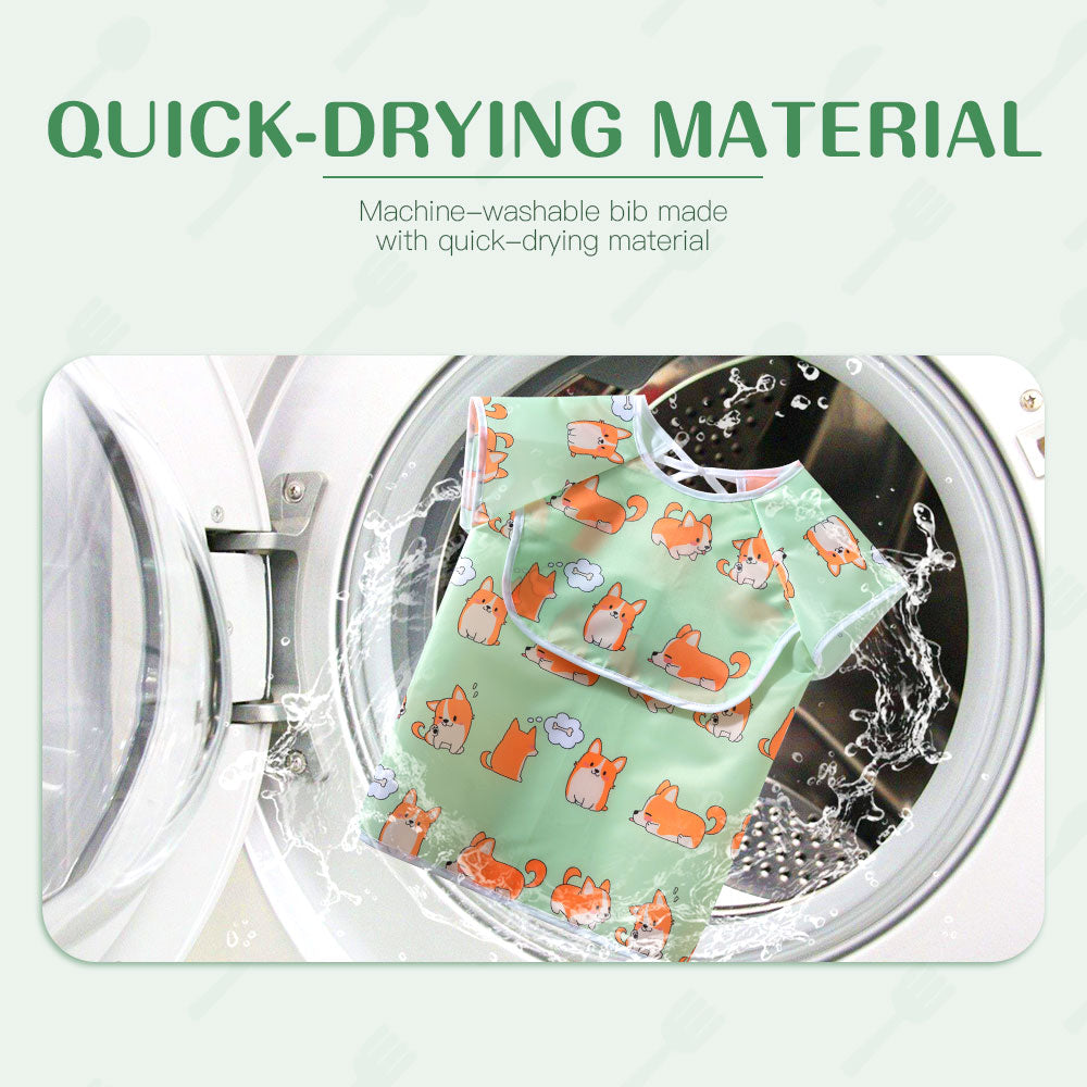 Baby Toddler Bib Waterproof Short Sleeved Bib Feeding Bibs(Set of 2)