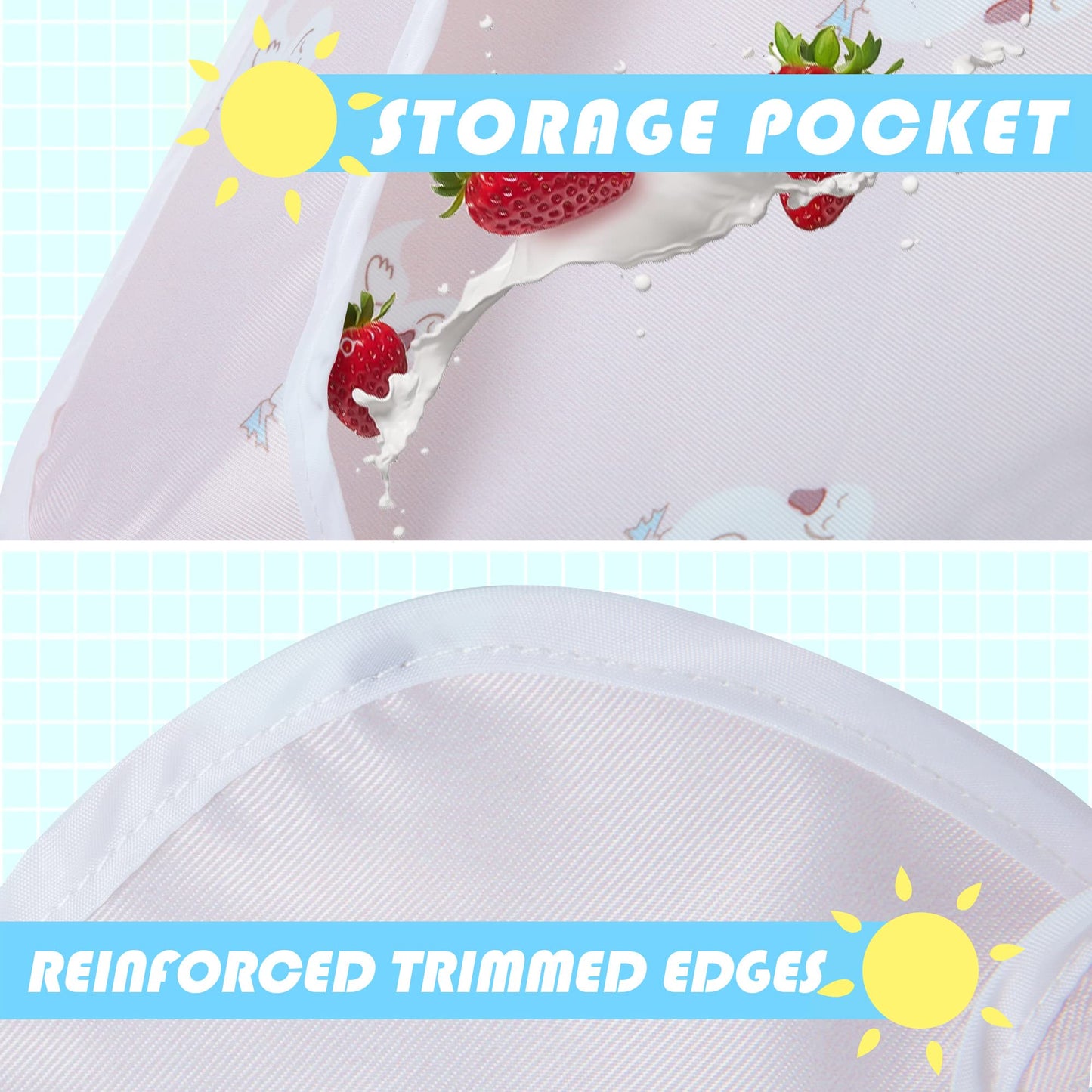 Little Dimsum Baby Bib Feeding Bibs Waterproof Drool Bib Coverall 3 PCS Set Adjustable Closure for Babies Toddlers with Large Pocket (Girls)