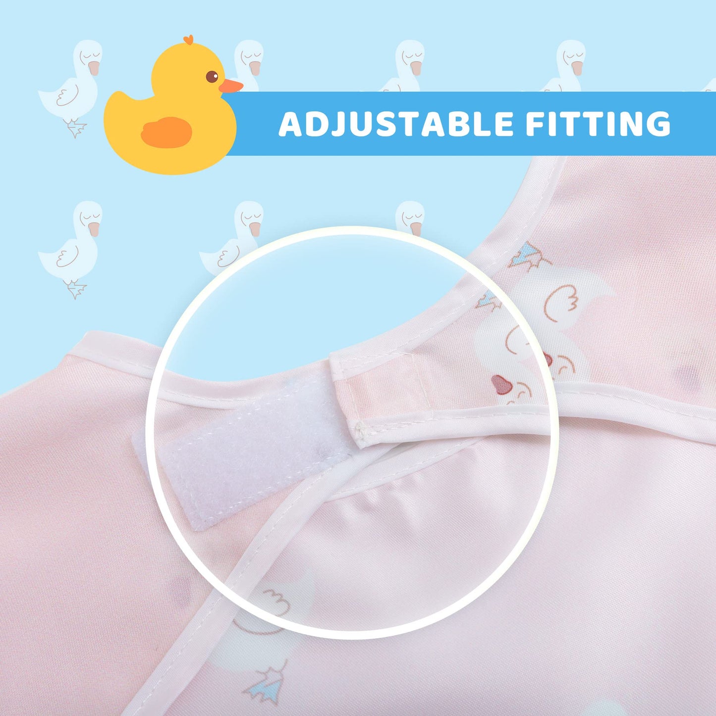 Little Dimsum Mess-Proof Baby Bibs|Infant Toddler Long Sleeve Waterproof Feeding Art Smock|Catching Food & Wipe Clean|Pack of 2 Colors duck&sheep