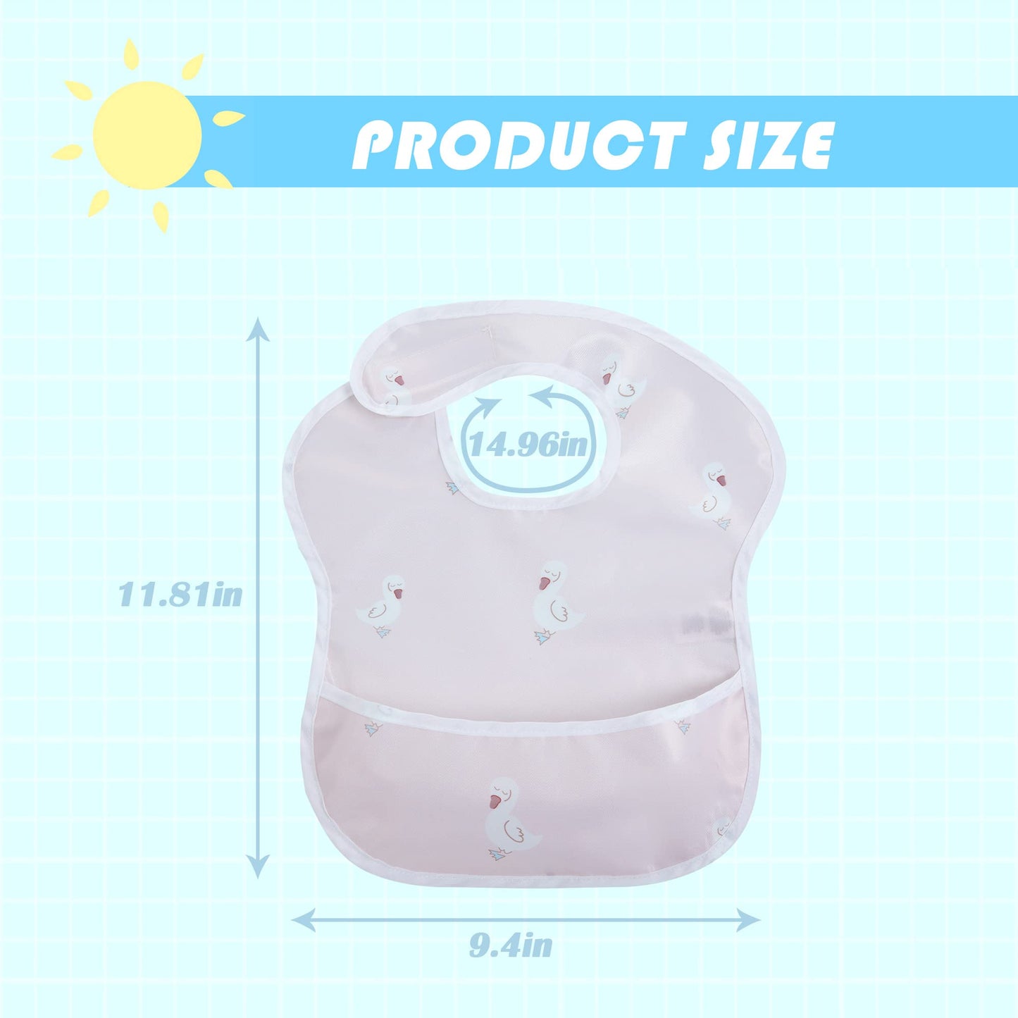 Little Dimsum Baby Bib Feeding Bibs Waterproof Drool Bib Coverall 3 PCS Set Adjustable Closure for Babies Toddlers with Large Pocket (Girls)